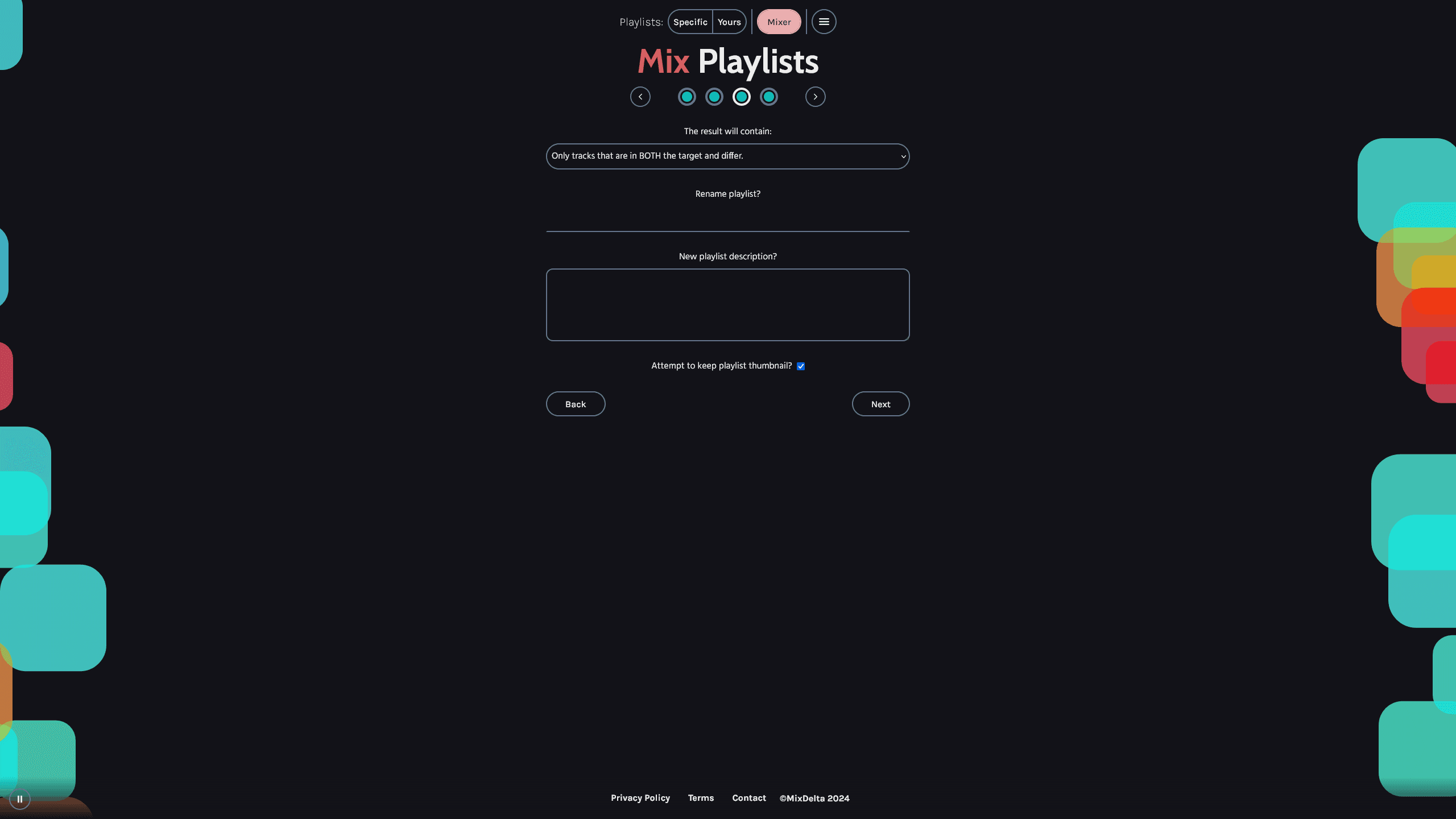 Customizing the details of the new playlist